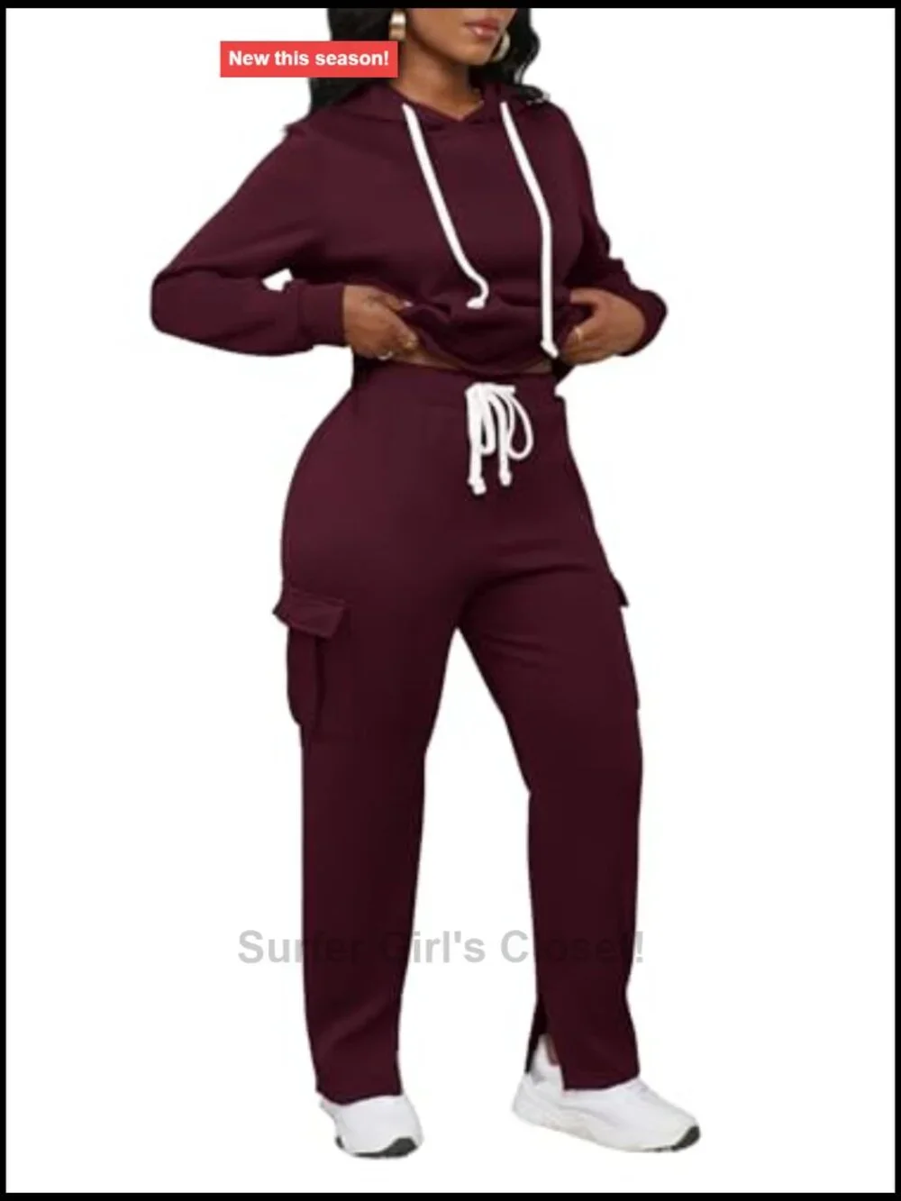 2 Piece Hoodie and Cargo Sweatpants Set - Soft Lounge Activewear